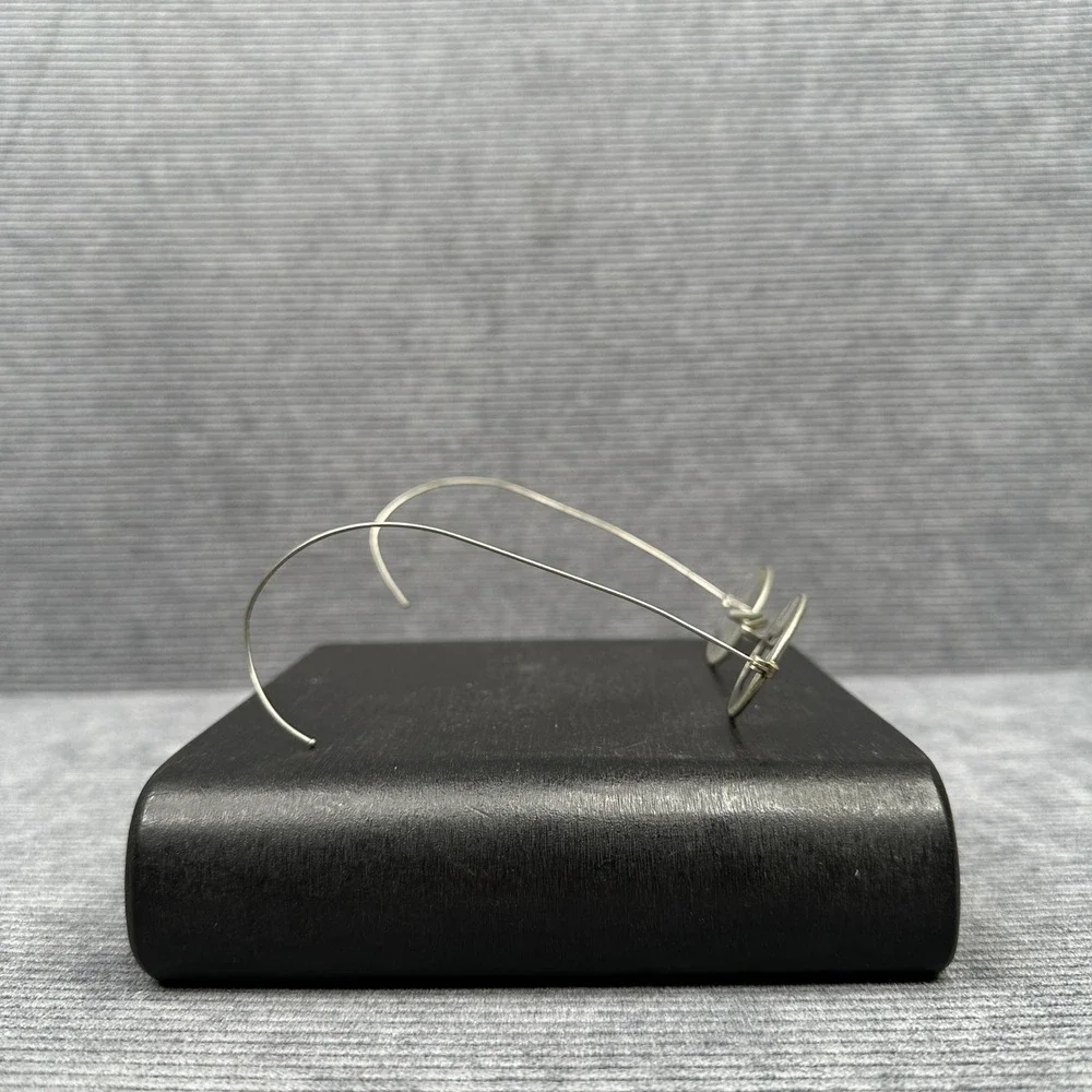 Antique Y2K Aluminum Wire Rim Oval Spectacles Cable Temple Glasses Silver